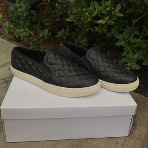 steve madden black quilted slip ons